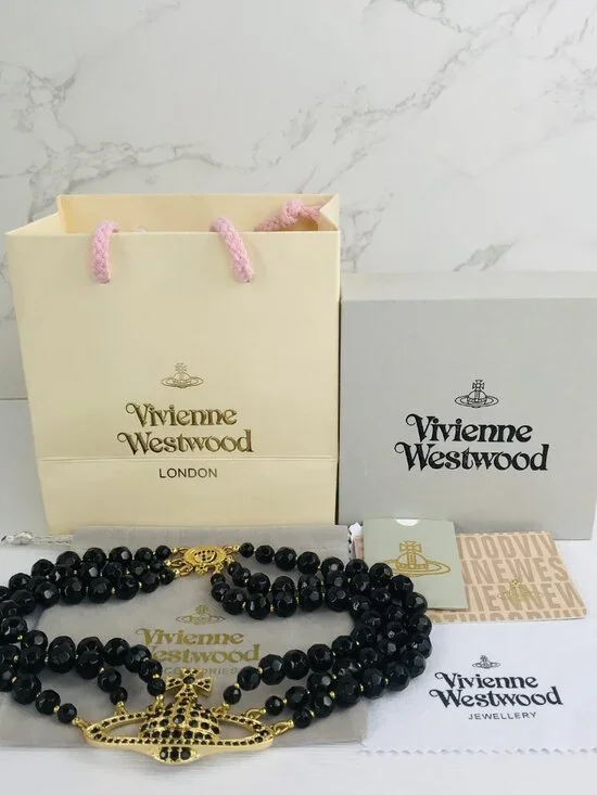 NEW Vivienne Westwood Three Row Pearl Bas Relief Choker in Black - Picture 4 of 12